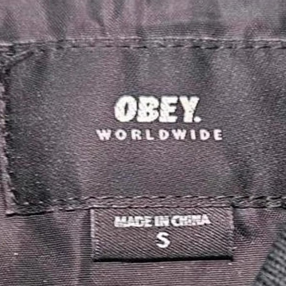 Obey Worldwide Mens Camo Bomber Jacket Full Zip Size S Graphic Back Unisex Urban - Picture 3 of 6